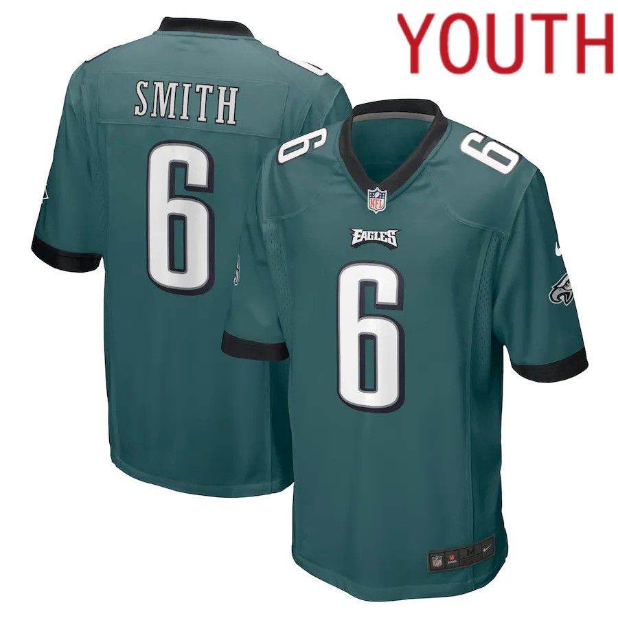 Youth Philadelphia Eagles 6 DeVonta Smith Nike Midnight Green Game NFL Jersey